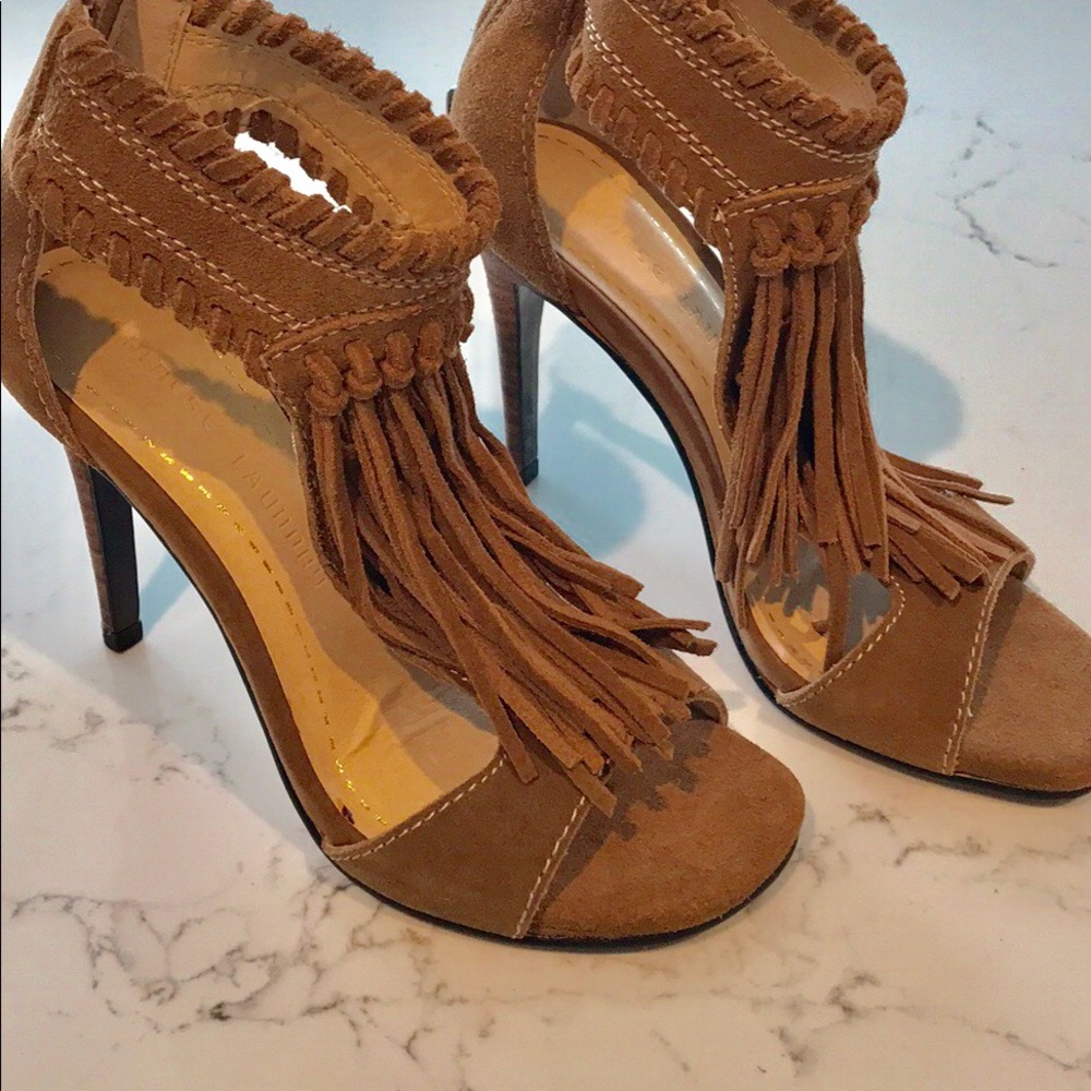 Tan Suede Fringe Heel Chinese Laundry